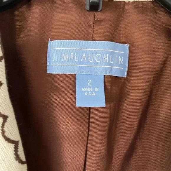 J. McLaughlin Blazer Brown Floral Pink Outline Boho Paisley Sz 2 - Picture 5 of 8